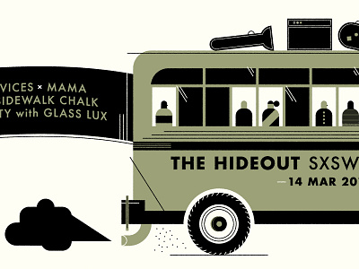 The Hideout SXSW bus clean design gig icon illustration minimal poster screenprint simple sxsw texture