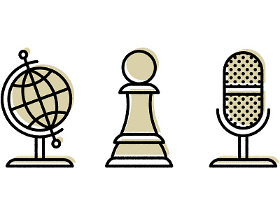 Icon Party clean custom design globe icon illustration microphone minimal offset pawn screenprint simple