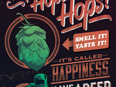 Hops, Hops & Hops! beer hops poster type vintage