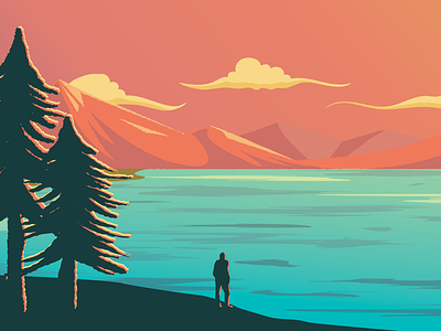 hikers love sunset color creation design digital graphic handmade illustration vector