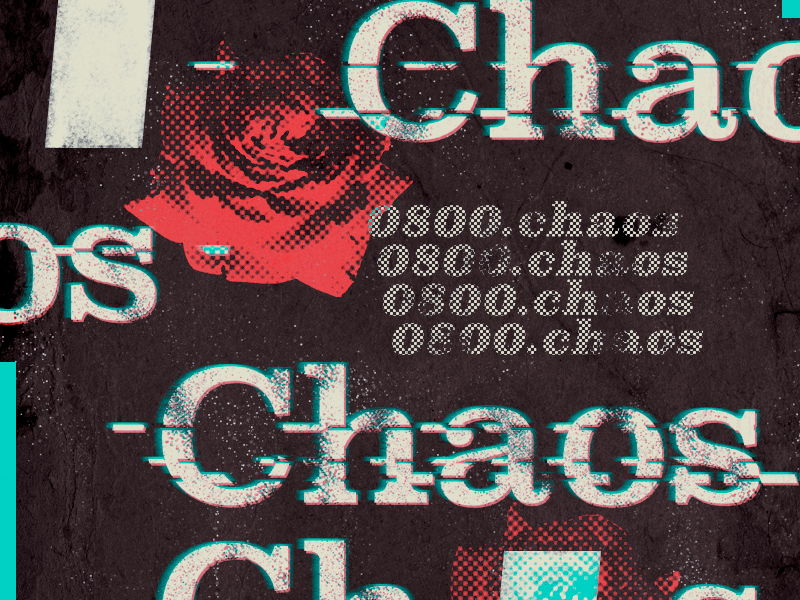 chaos glitch art direction design digital glitch graphic halftone illustration texture type