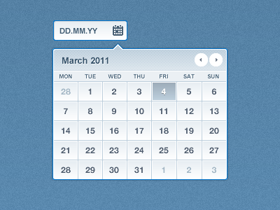 Clean Metallic Datepicker calendar clean datepicker gui metallic ui