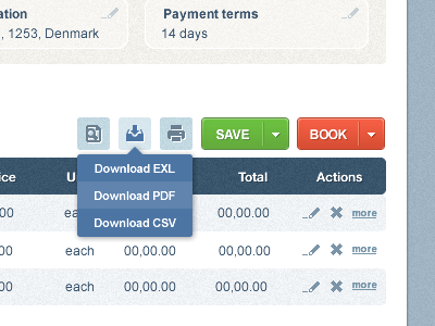 Table Actions Dropdown