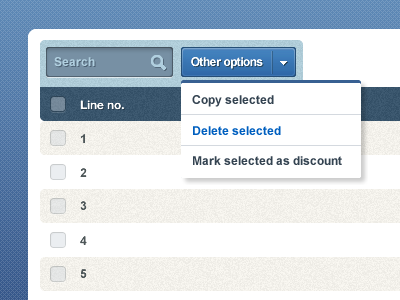 Table Actions Dropdown V02 button dropdown rows search table