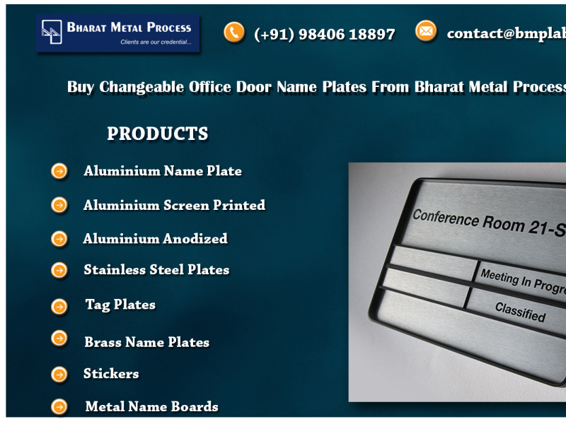 Buy Changeable Office Door Name Plates From Bharat Metal Process by