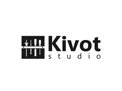 Kivot Studio Logo brand branding cabinetmaker concept design icon logo logotype modern tools vector woodworking