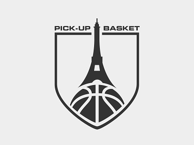 Pick-Up Basketball Paris ball basketball black eiffel tower logo logotype paris streetball white wip