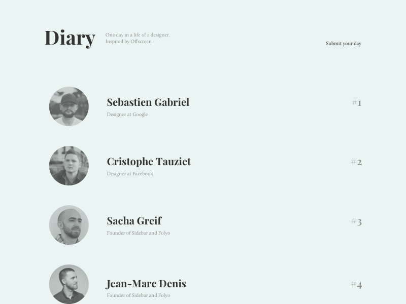 Diary - WIP designer diary journal minimal offscreen typography ui wip