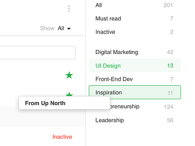 Organize your Feedly — Concept 1 desktop feedly organize settings ui ux