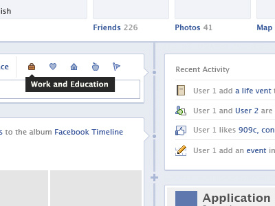 Facebook Timeline GUI blue facebook grey interface social ui web design