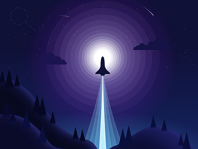 Algolia Illustration dark illustration landscape search sky spaceship