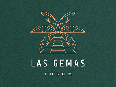 Las Gemas Logo branding clean design elegant lineart logo mexico modern palm pyramid tree tulum