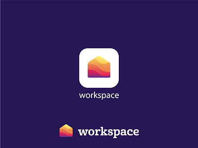 Workspace Logo abstract app branding clean colorful design elegant gradient home house illustrator logo modern multicolor simple space work workspace young