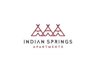 Indian Springs Logo apartments branding clean design elegant geometric home illustrator line art logo minimal modern native american teepee typography vector