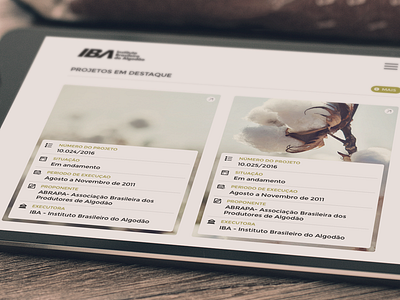 Brazilian Cotton Institute card clean dashboard uiux