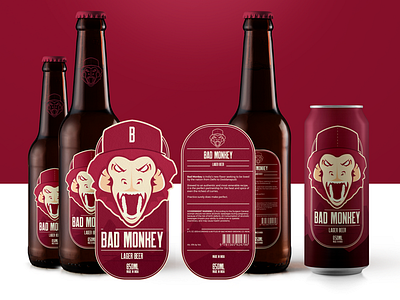 Bad Monkey Beer Concept beer bootle can flat illustration label label design monkey package