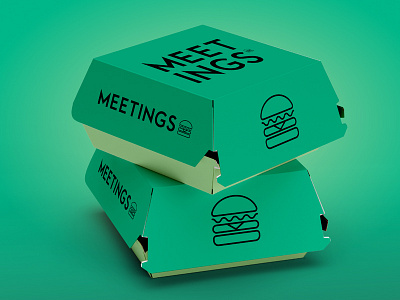 Meetings Artesanal Burguers box brand burguer icon package