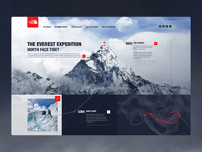 Daily_UI 20 of 100 art direction clean climbing dailyui day020 desktop everest flat landing landing page location mountain northface onepage tracker ui uidesign ux uxdesign
