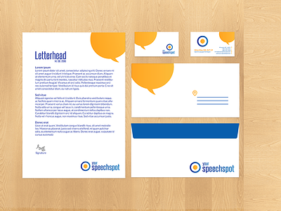 Branding Identity Design blue branding branding material business card envelop letterhead logo orange speech bubble speech logo