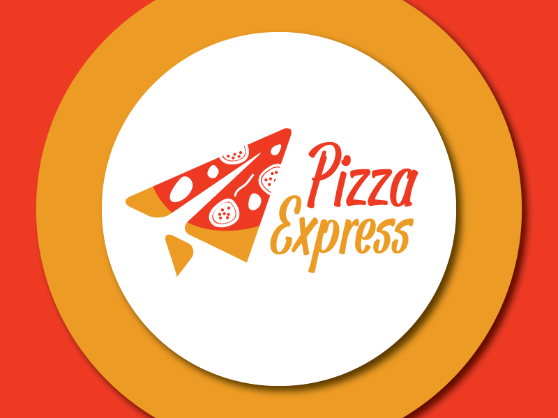 Pizza Express branding colorful food iconic logo logo paper fly pizza pizza delivery