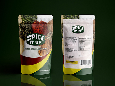 Spice Pouch affinity designer branding caribbean spice food label design food packaging food packaging design food pouch jerk seasoning label design mixed jerk packaging design print design spice spice mix