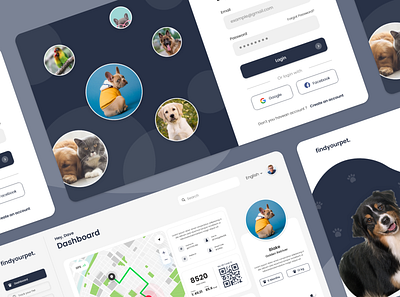 Pet Tracker Web App Design adobe app design illustration minimal uiux ux uxdesign web design webdesign