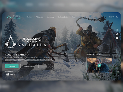 Assassin's Creed Valhalla Landing page design adobe app appdesign branding design gaming graphic design illustration landing logo ui uiux webdesign