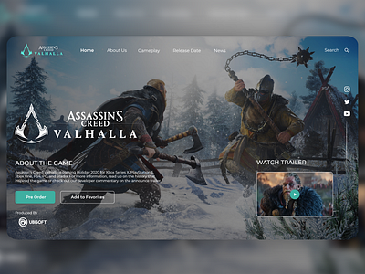 Assassin's Creed Valhalla Landing page design