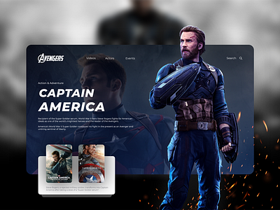 Avengers : Captain America Web design concept adobe app appdesign avengers branding design graphic design marvel ui uiux webapp website