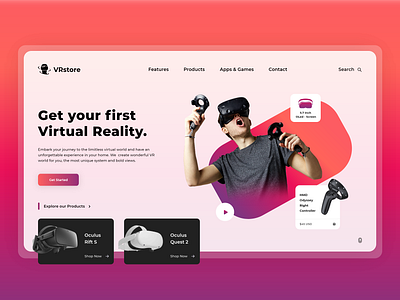 VR Store Website Design Concept adobe app appdesign branding design graphic design store tech ui uiux vr webapp website design webstore