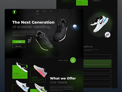 Sneaker Reselling Website adobe app branding design graphic design landing mockup nike shoes sneakers uidesign uiux web websitedesign