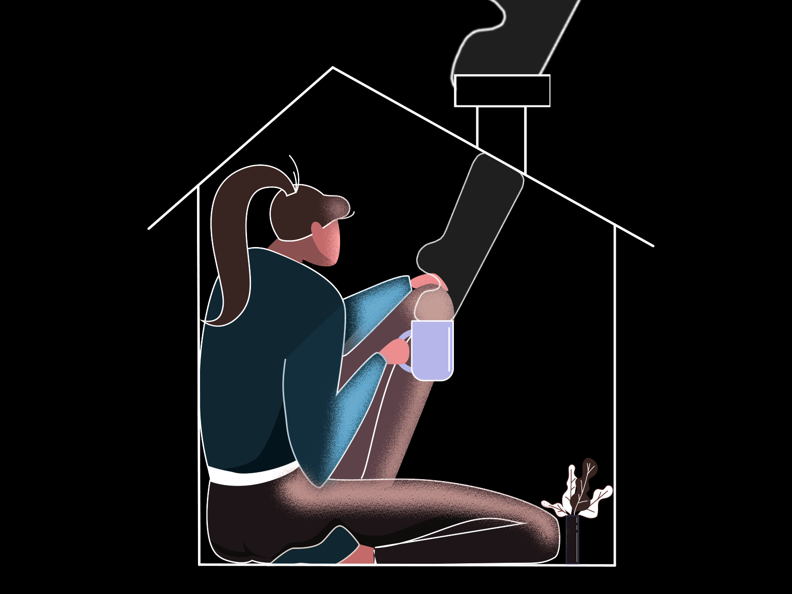 girl in the house aftereffects gif illustration