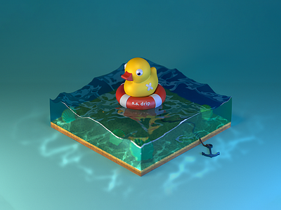 rubber duck 3d art c4d duck isometric pool render water