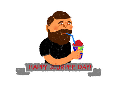 Happy Slurpee Day! illustration self portrait slurpee