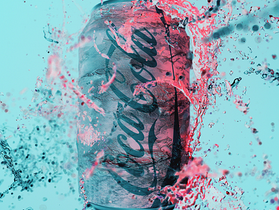 Can of Coke branding can cgi coca cola fluid illustration liquid logo simulation splash