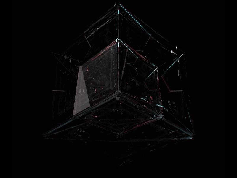 cyber cube animation cgi cube cyberpunk digital hologram qrcode