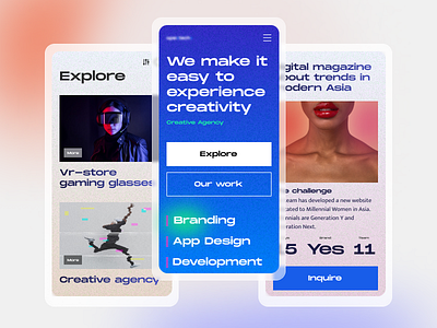 Concept Creative Agency agency branding concept creative cyber glassy mobile neo pink promotion ui ux ui