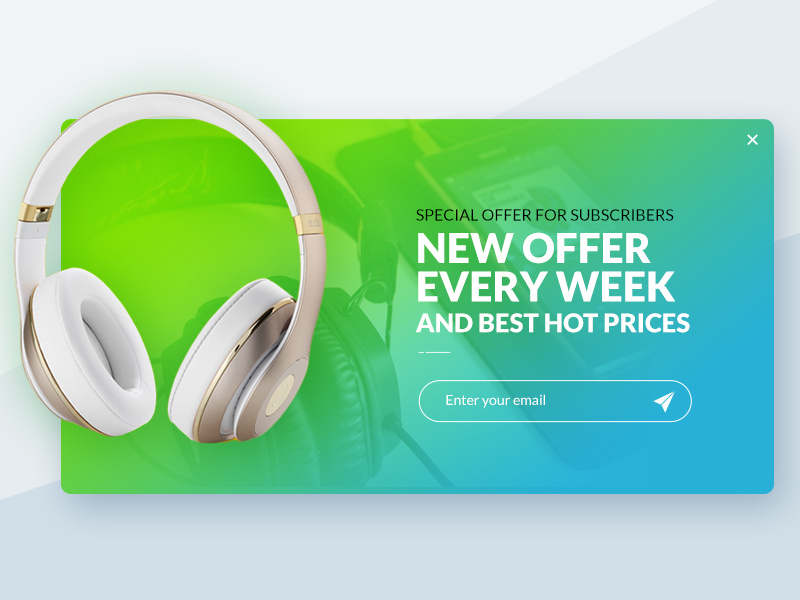 Popup Email Subscribe online shop headphone green form ecommerce subscribe email popup ui