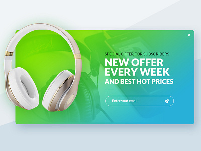 Popup Email Subscribe ecommerce email form green headphone online shop popup subscribe ui