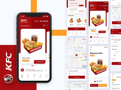 More Screens - KFC Delivery App Exploration burger card view delivery food ios iphone x kfc mobile payment ui