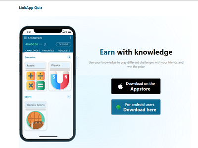 linkapp quiz app website landing page