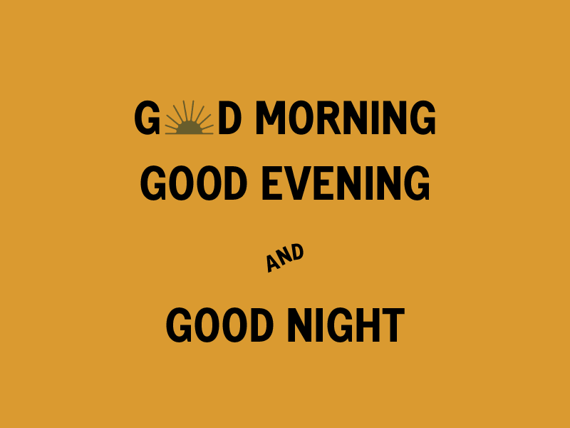 Good ... icons good night good evening good morning typography illustration