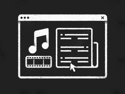 B&W Icon black and white browser bw cursor film icon music