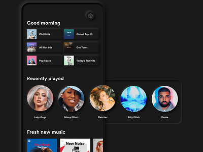 My redesign of Spotify's Home Page dailyui design mobile app music neumorphic neumorphic design neumorphism neumorphism ui songs spotify spotify cover ui user experience ux