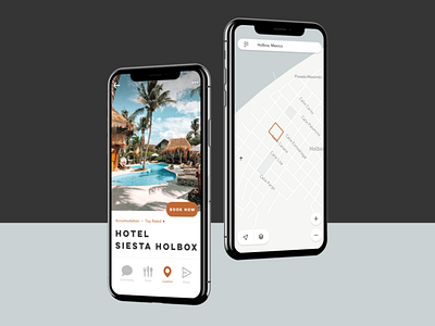 Travel App - Hotel Siesta Holbox, Mexico dailyui design google maps hotel location map maps mexico mobile app mobile ui travel travel app travel website traveler traveling ui user experience user interface ux vacation