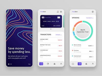 TrustyBank App app app design bank app finance app mobile app mobile ui screens ui ui design