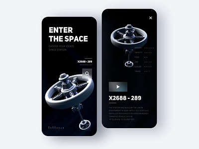 SPACE STATION 3d c4d illustration interface mobile ui spaceship spacestation ui ux