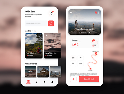 Mobile app concept for adventurer adventure app camping concept design hiking idea travel ui ux