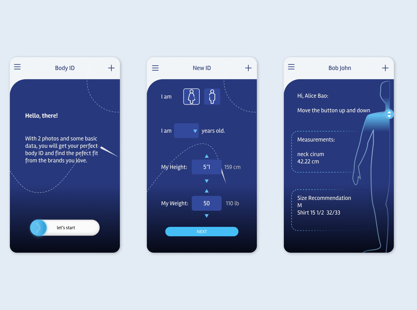 AI measurement APP UI Design by Alice Bao on Dribbble