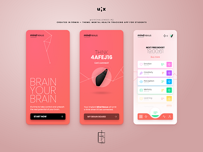 UIXChallenges #2 — Mental health tracking app for students app design ui ux